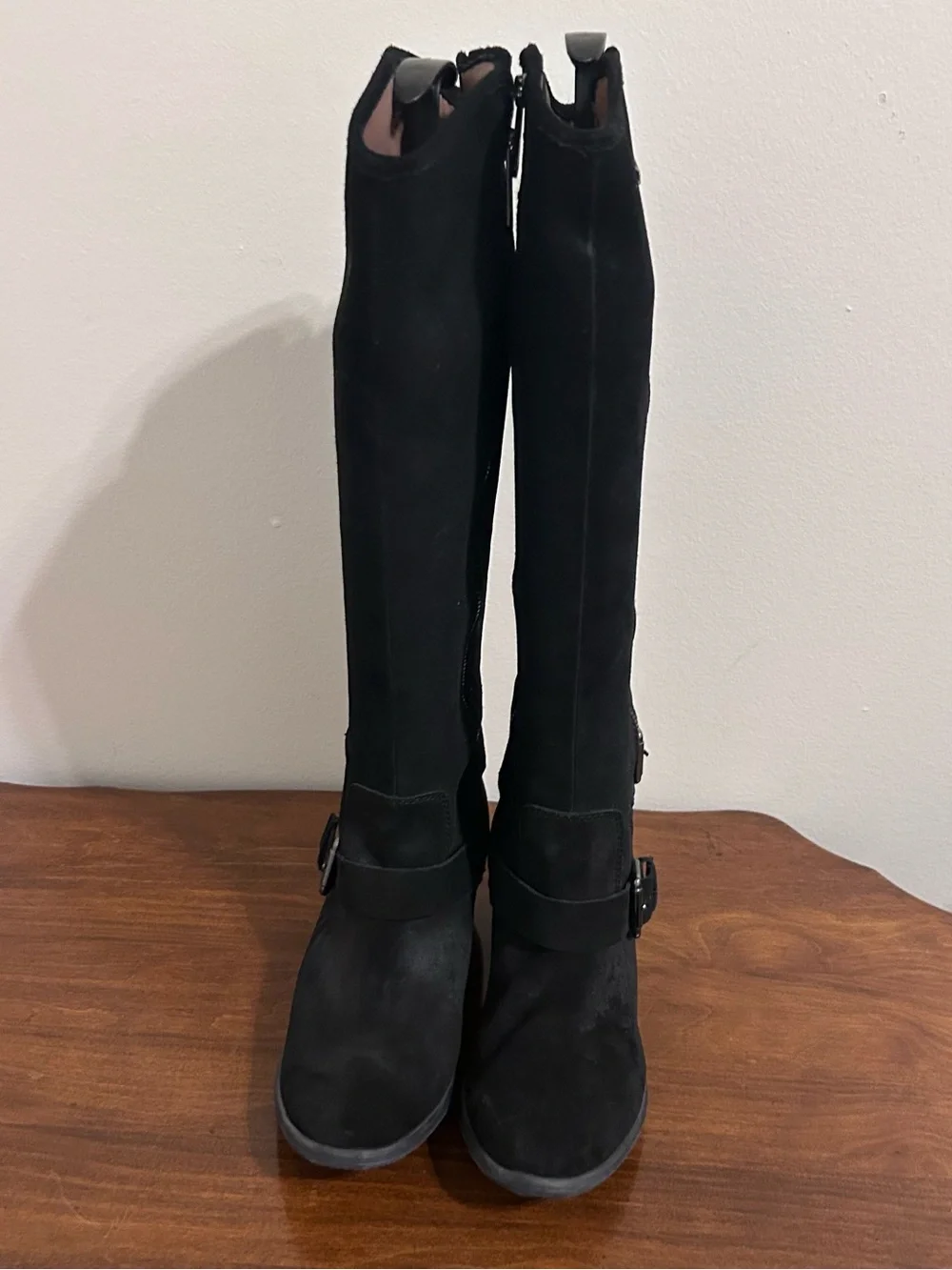 Donald J. Pliner Black Suede Over-the-Knee Boots with Buckle